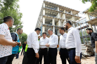 Bursa İnegöl'de yeni hizmet binasında dış cephe çalışmaları