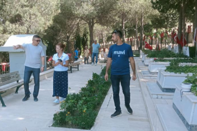 Manisa'da yangında zarar gören mezarlığa inceleme