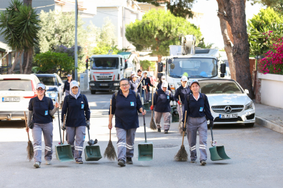 İzmir Narlıdere'de mahalle mahalle temizlik seferberliği... Mahalle temizlik timi iş başında