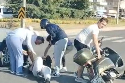 Düzce'de motosiklet sürücüsü yola savruldu