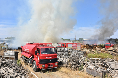 Manisa'da palet fabrikasında yangın!
