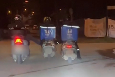 Düzce'de yolda kalan kuryeye meslektaşlarından destek