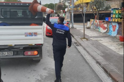 Denizli'de zabıta ekiplerinden kaldırım işgallerine sıkı takip