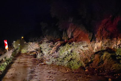 Mudanya-Kurşunlu yolunda geceyarısı heyelan! Yol ulaşıma kapandı