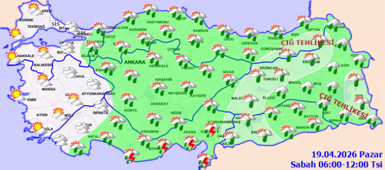 Türkiye’de kuvvetli yağış, rüzgar ve çığ uyarısı