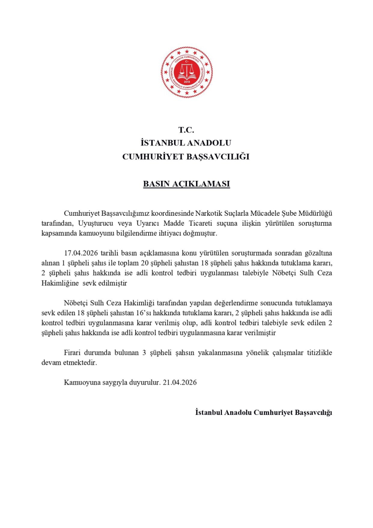 İstanbul’da uyuşturucu soruşturmasında 16 tutuklama!