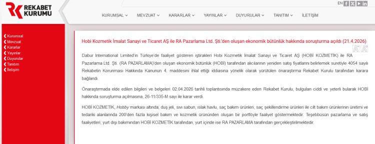 Rekabet Kurulu’ndan Hobi Kozmetik’e soruşturma
