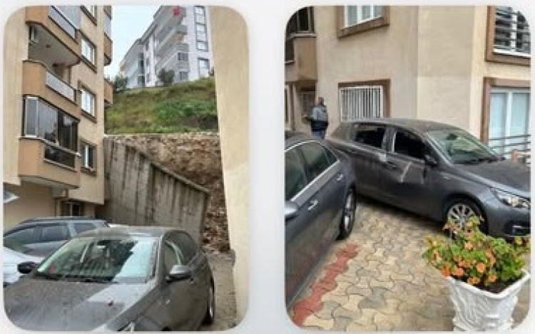 Mudanya Halitpaşa Mahallesi’nde istinat duvarı çöktü!  2 kattaki daireler tahliye edildi