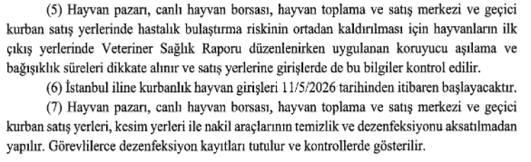 2026 Yılı Kurban Hizmetleri Tebliği ‘Resmi’leşti… İstanbul’a kurbanlık girişleri 11 Mayıs’ta başlıyor