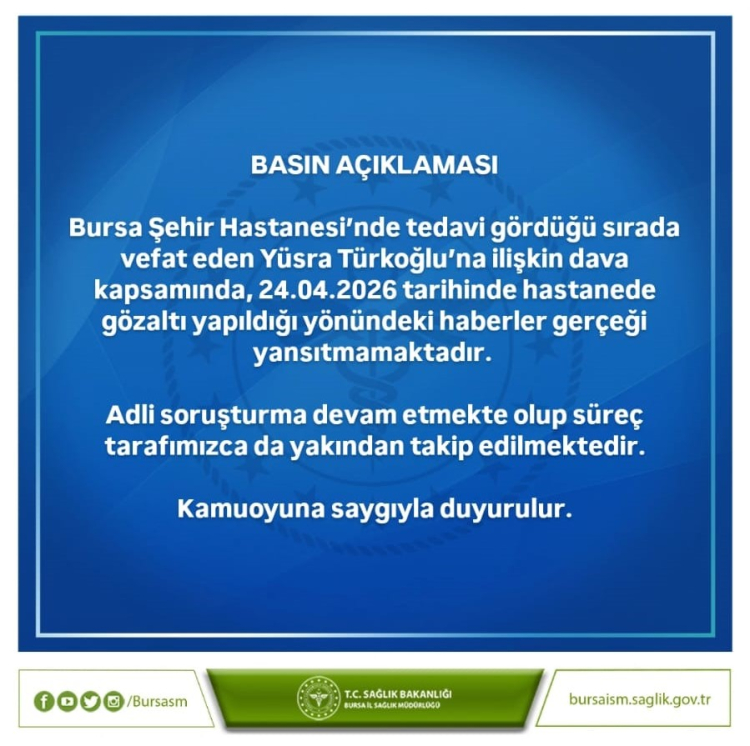 Bursa İl Sağlık’tan ‘gözaltı’ iddialarına yalanlama