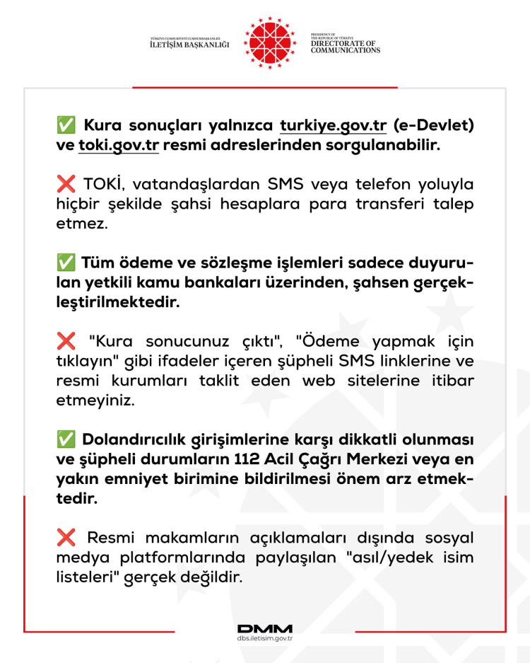 Yüzyılın Konut Projesi’nde dolandırıcılık uyarısı: Sahte siteler ve SMS’lere dikkat!