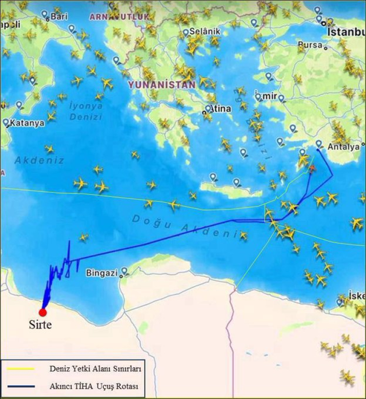 AKINCI TİHA tatbikatta deniz yetki alanı rotasını izledi