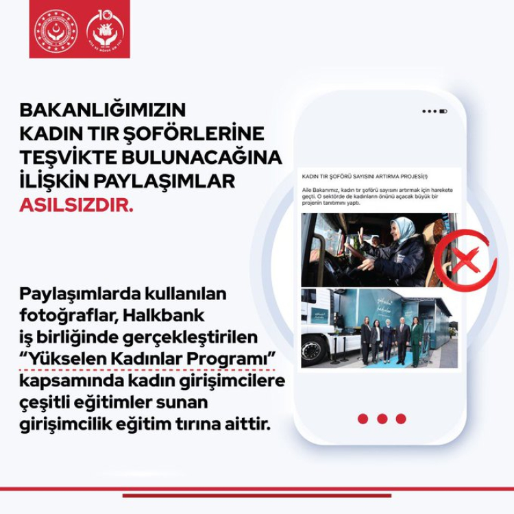 Bakanlıktan ‘kadın TIR şoförlerine teşvik’ iddialarına yalanlama