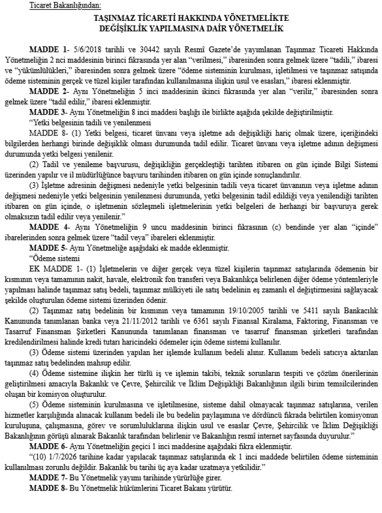 Konut satışında zorunlu ödeme sistemi ‘Resmi’leşti