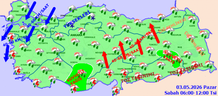Meteoroloji’den kuvvetli yağış ve rüzgar uyarısı