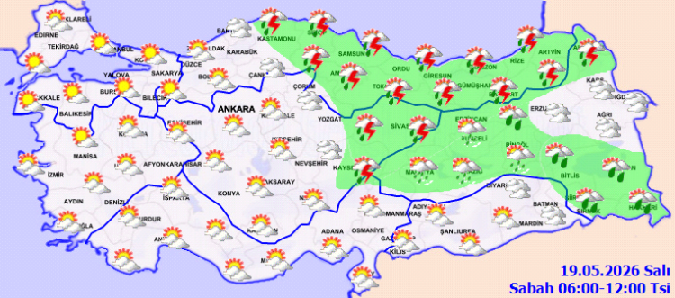 Yurtta bugün hava nasıl olacak? (19 Mayıs 2026 Salı)