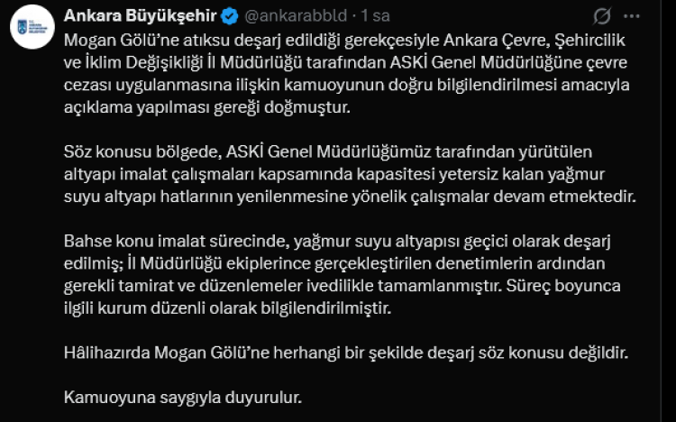 Mogan Gölü’ne atık deşarja 1,6 milyon TL ceza