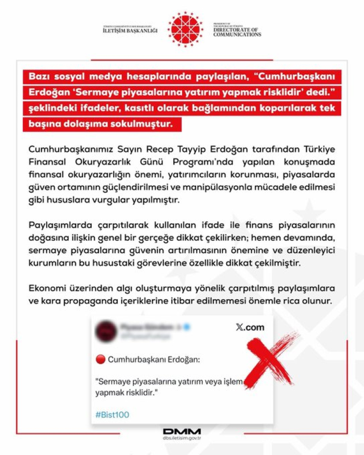 DMM’den ‘sermaye piyasaları’ açıklaması