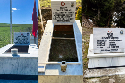 Artvin'de şehit mezarlarına bakım