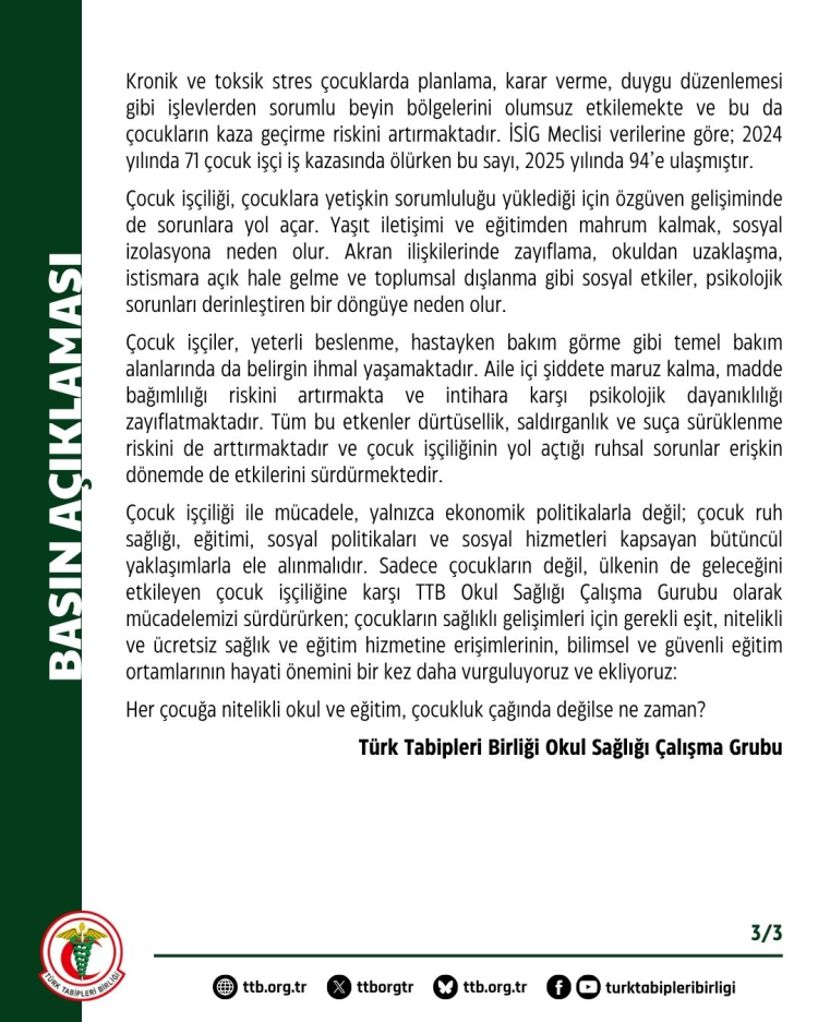TTB’den çocuk işçiliği uyarısı: Çocuk işçiliği bir halk sağlığı sorunudur