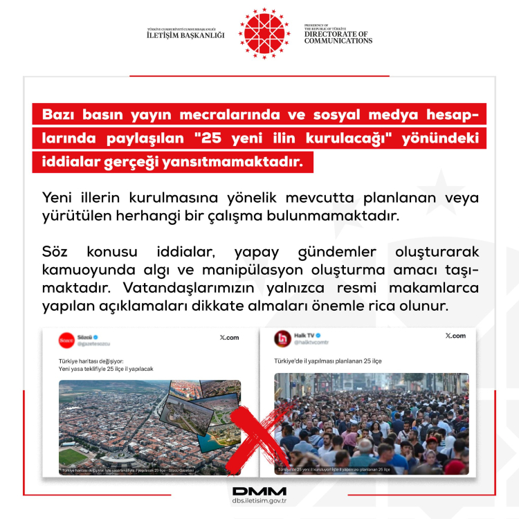 İletişim’den açıklama geldi… 25 yeni il kurulacak mı?