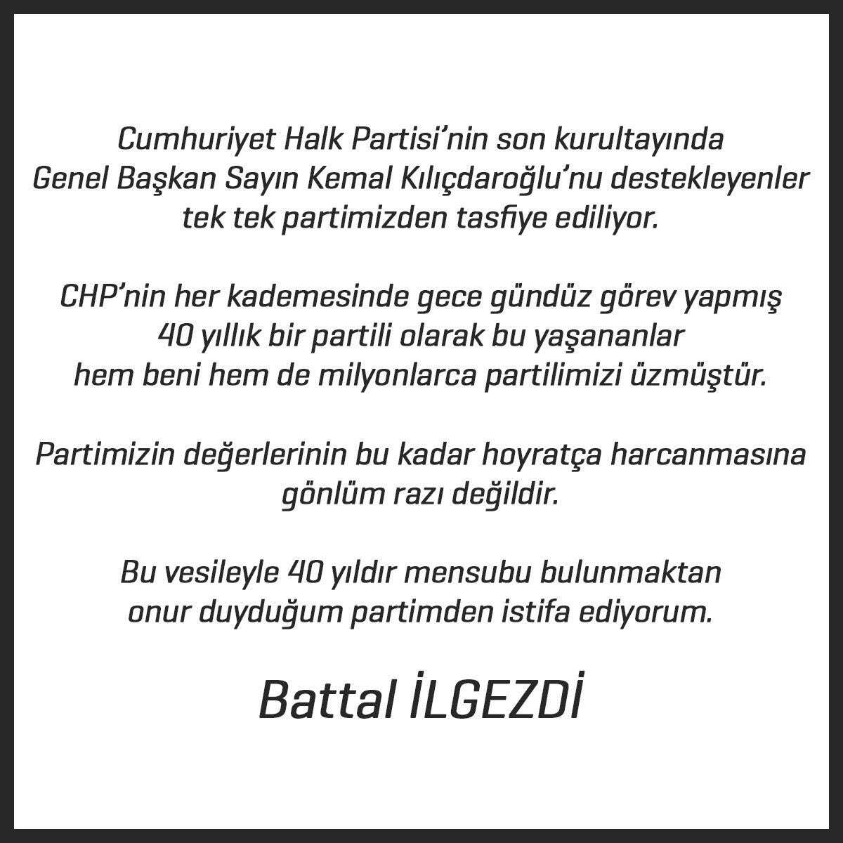 CHP'den şok istifa! Ataşehir Belediye Başkanı Battal İlgezdi istifa etti