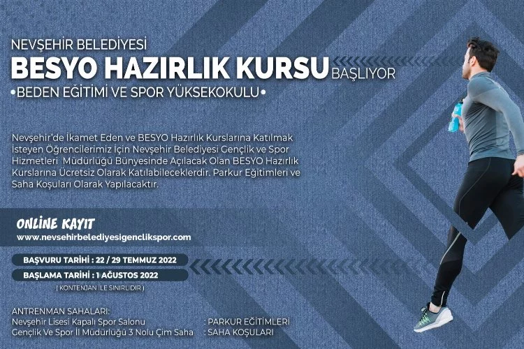 Nevşehir'de ücretsiz BESYO hazırlık kursu